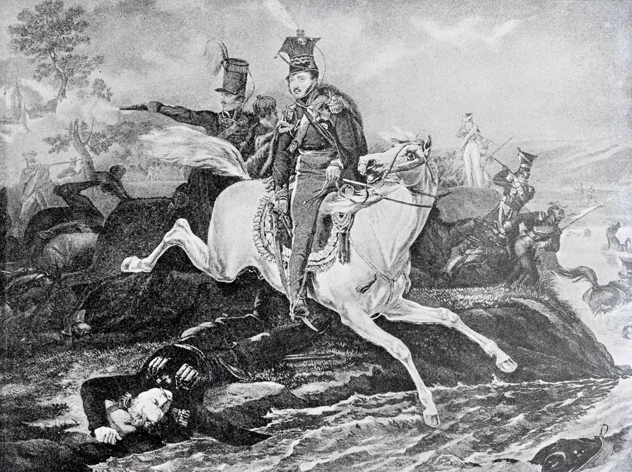 Józef Poniatowskis död i slaget vid Leipzig, 1813 av Unknown