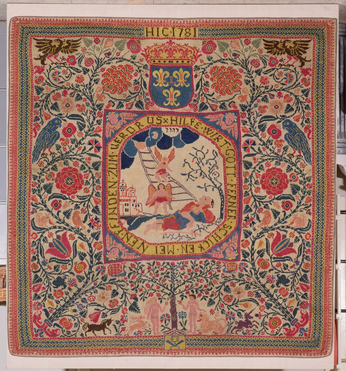Handstickad matta föreställande Jacobs dröm, Alsace, 1781 (ull) av Unknown
