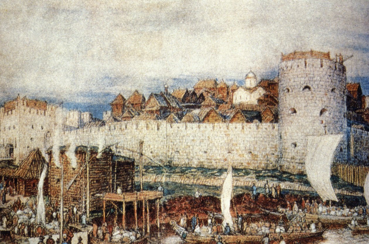 Moskva Kemlin på 1300-talet, under Dmitri Donskojs dagar, målning av Apollinari Vasnetsov. av Unknown