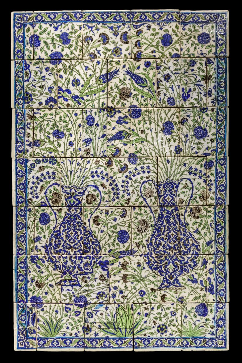 Panelen har en blommig sammansättning. Syrien, Damaskus, 1550-1650. Keramik, dekor målad under glasyr. Louvren av Unknown