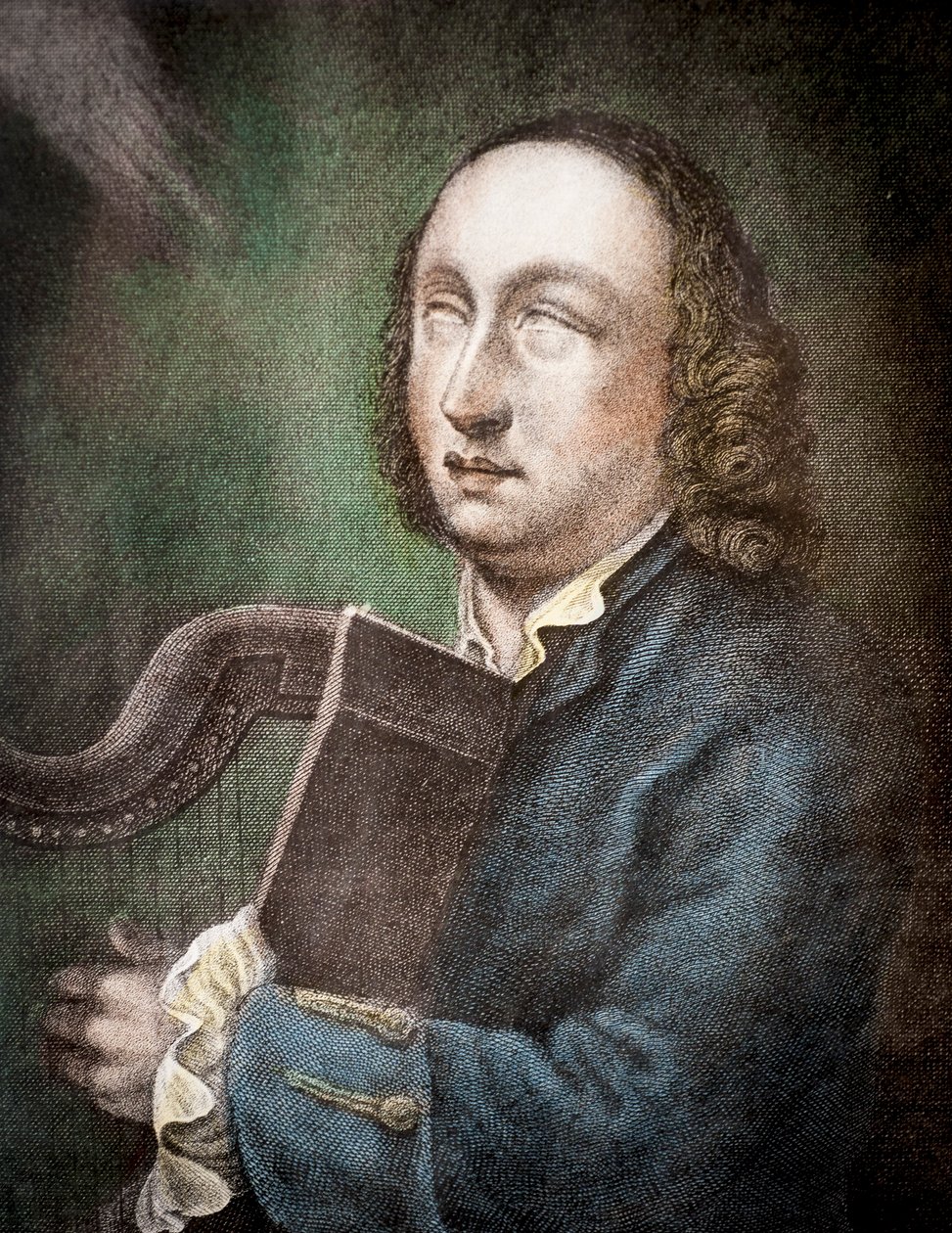 Den blinda irländska harparen Turlough O Carolan, Carolan, Toirdhealbhach î Cearbhall? I (1670-1738) av Unknown
