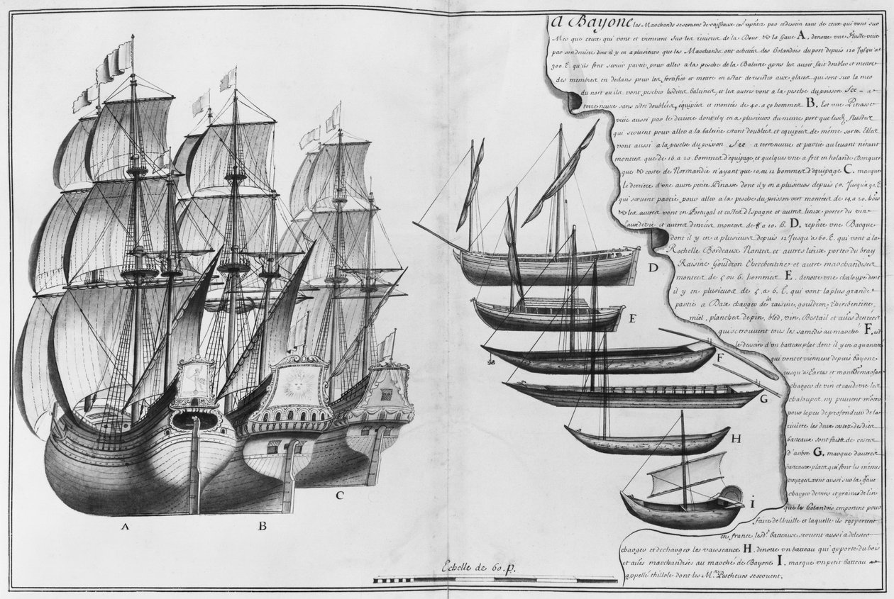 O se vaa faleoloa Dutch, vaa e taʻua o pinasses ma vaʻa laiti eseese, Bayonne, faʻataʻitaʻiga mai 