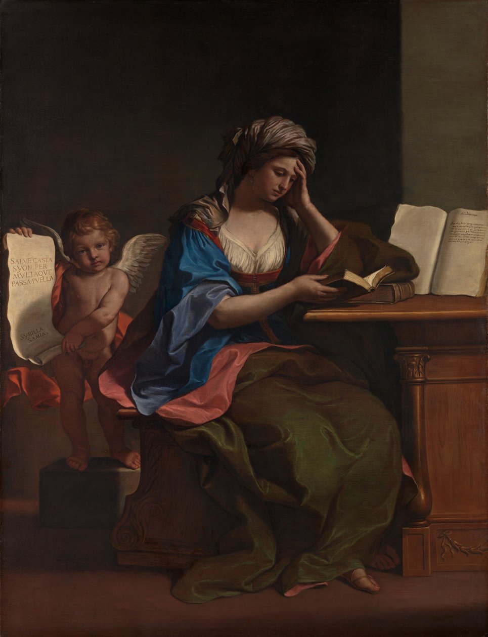 The Samian Sibyl with a Putto av Guercino