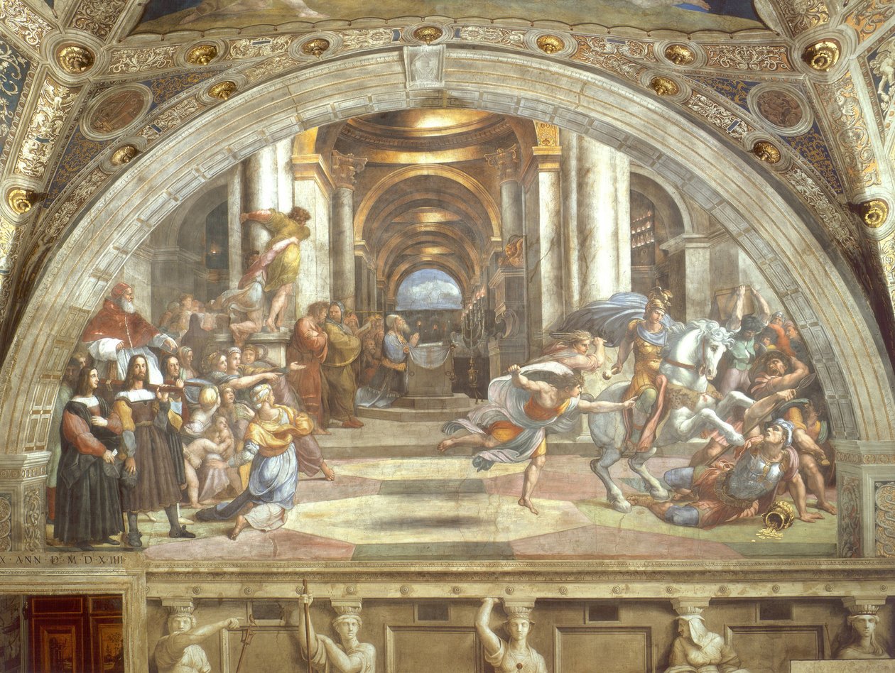 Expulsión de Heliodoro del Templo av Raffaello Sanzio Raphael
