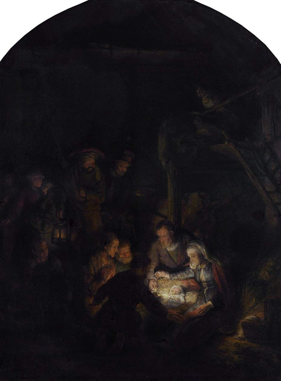 Adoration of the Shepherds. av Rembrandt van Rijn