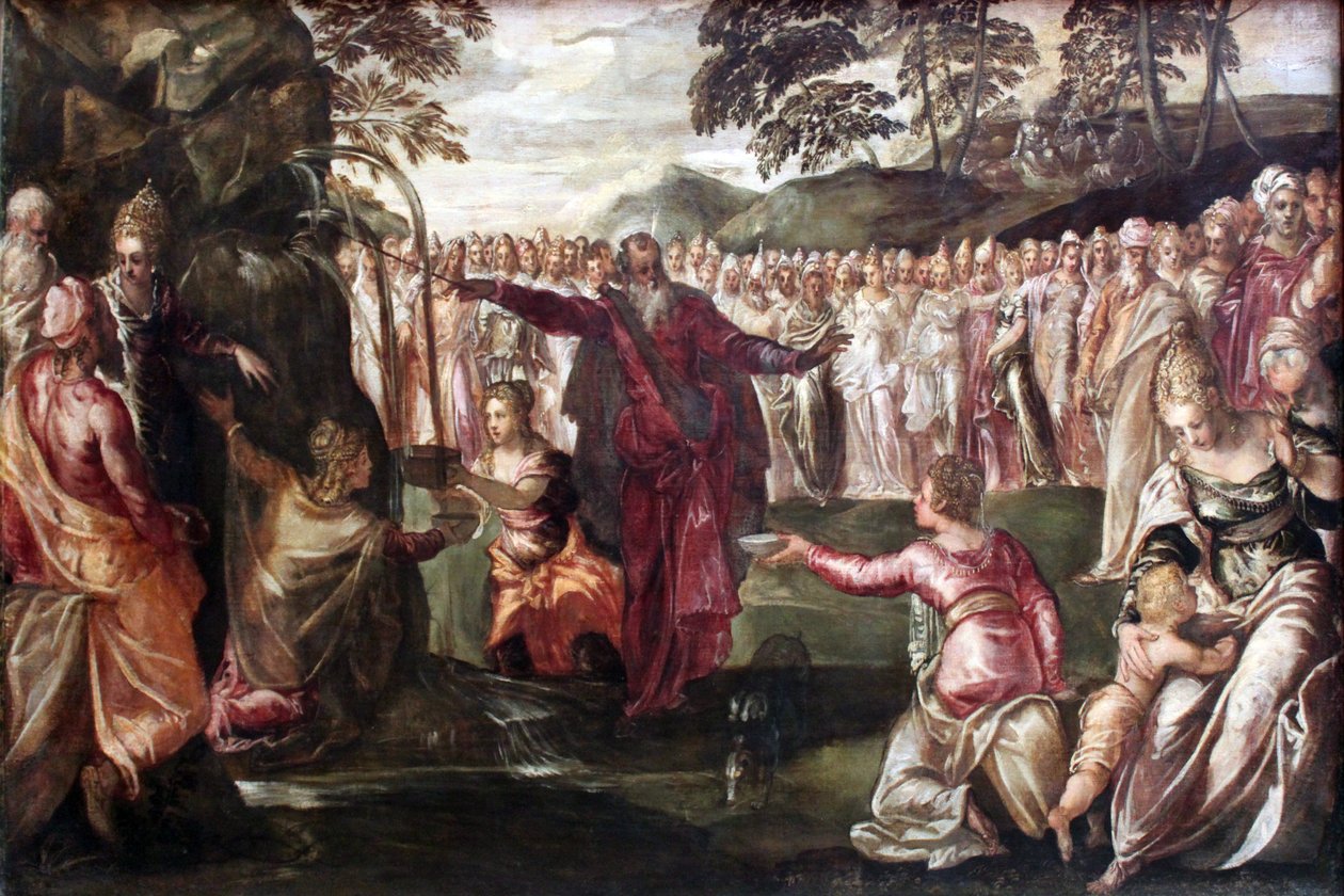 Moses slår ut vatten ur berget av Tintoretto