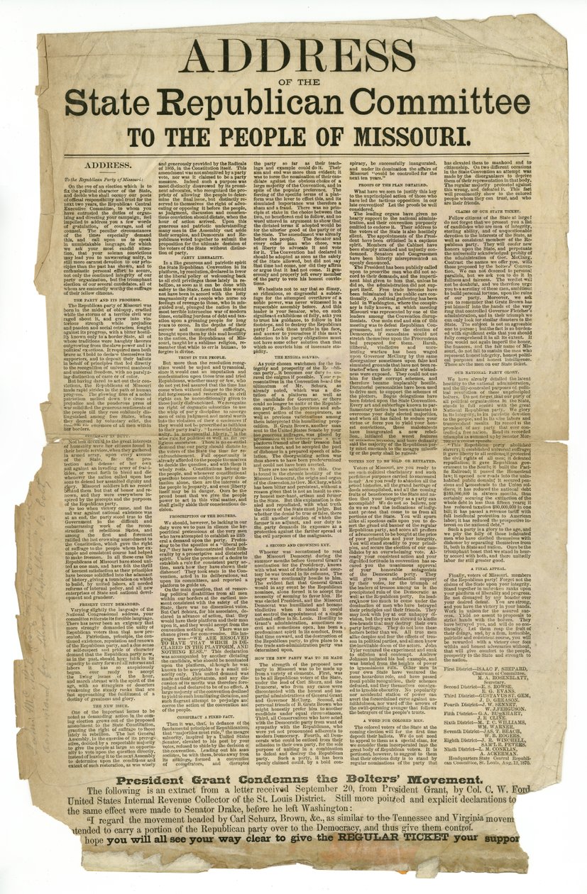 Address of the State Republican Committee to the People of Missouri av Unknown