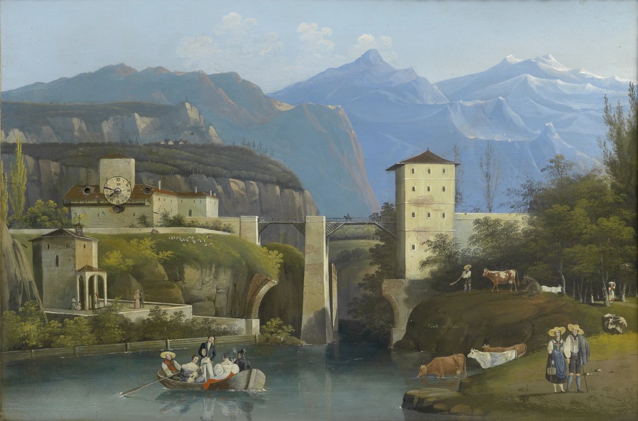 Biedermeier klocka Ponte de Crevola av Unknown