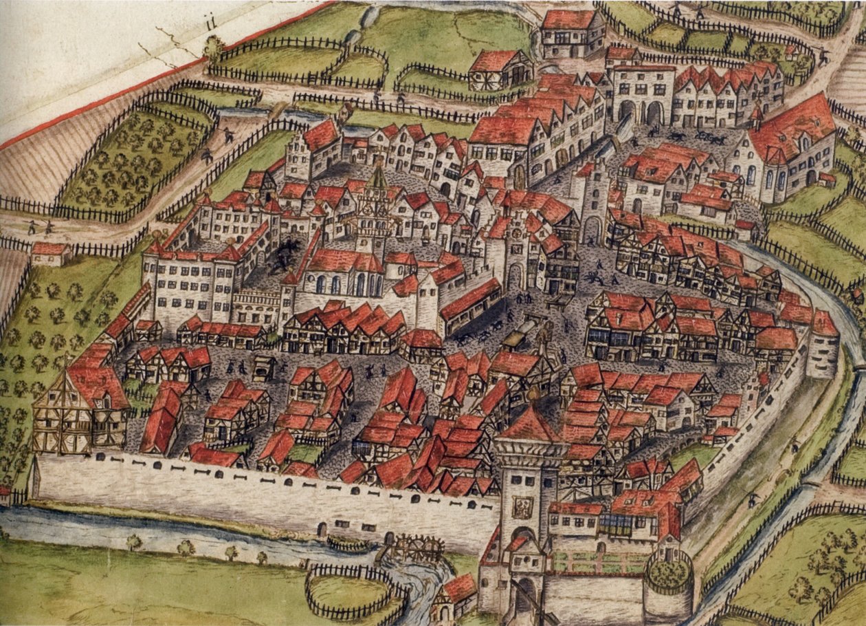 Skildring av Etters Meßkirch, omkring 1575 av Unknown