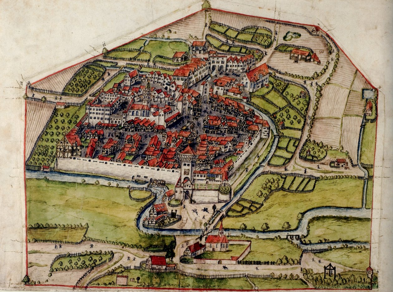 Skildring av Etters Meßkirch, omkring 1575 av Unknown