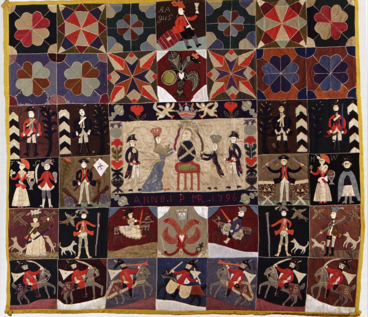 Fleckelteppich mit Darstellung der Familie av Unknown