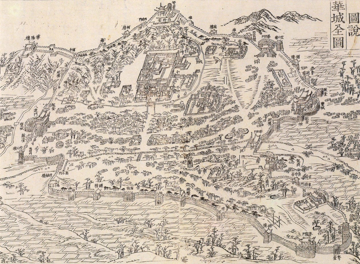 Militärkarta över Hwaseong -fästningen, från Hwaseong Uigwe. av Unknown
