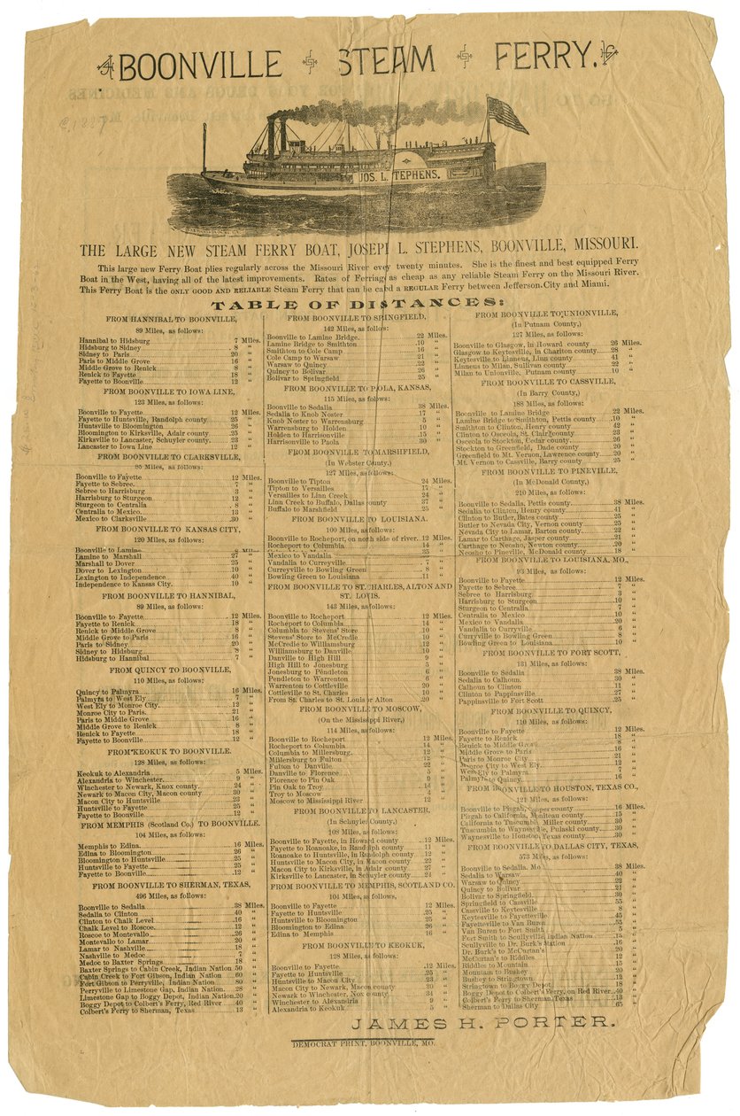 Reverse carries advertisements of Boonville merchants. av Unknown