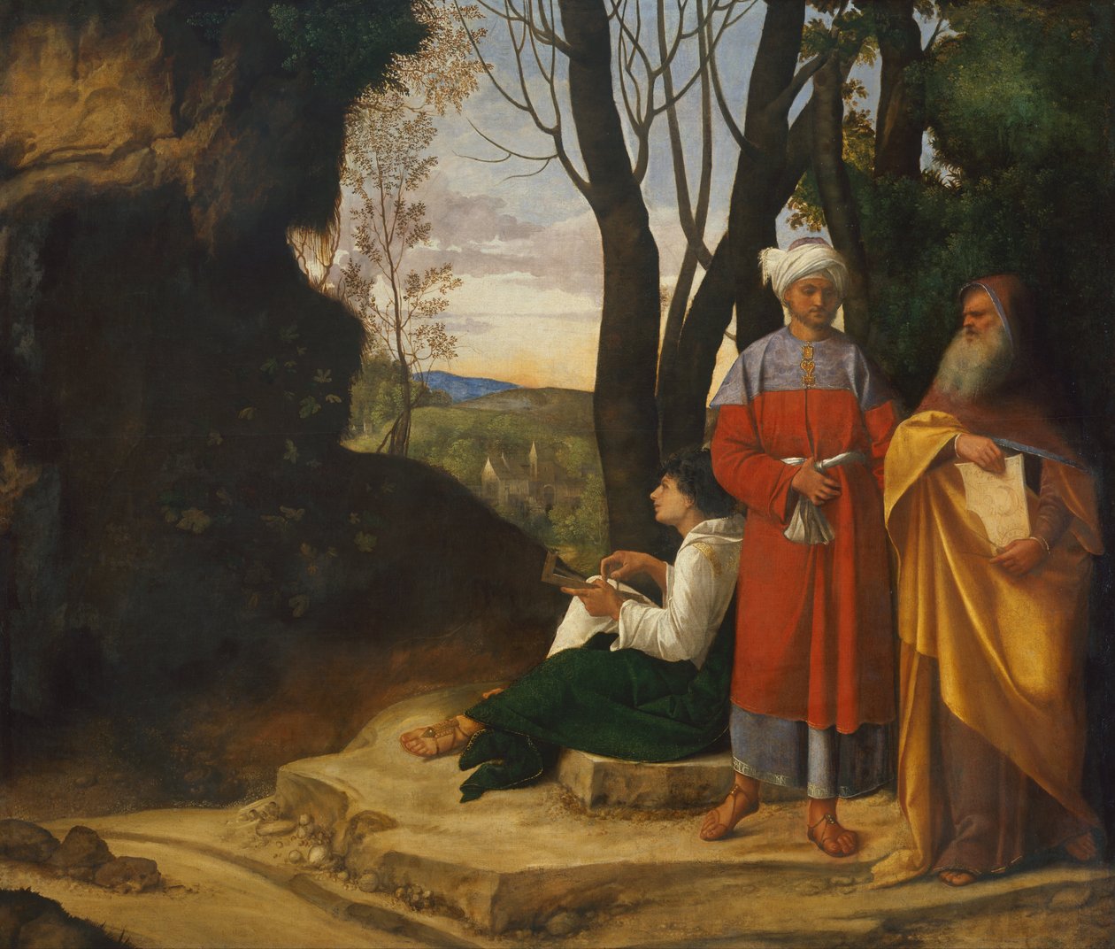 De tre filosoferna (olja på duk) av Giorgione