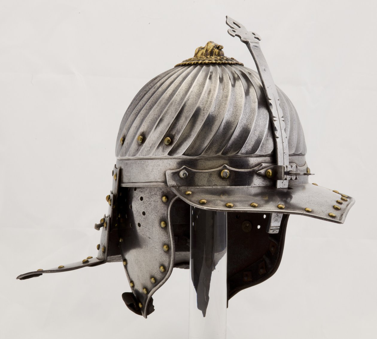 Zischägge, c.1620-25 (stål, järn, mässing & läder) av (attr.to) German School