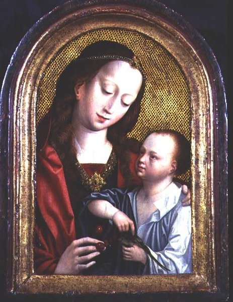 Madonna och barn av (studio) Master of the Magdalene Altarpiece
