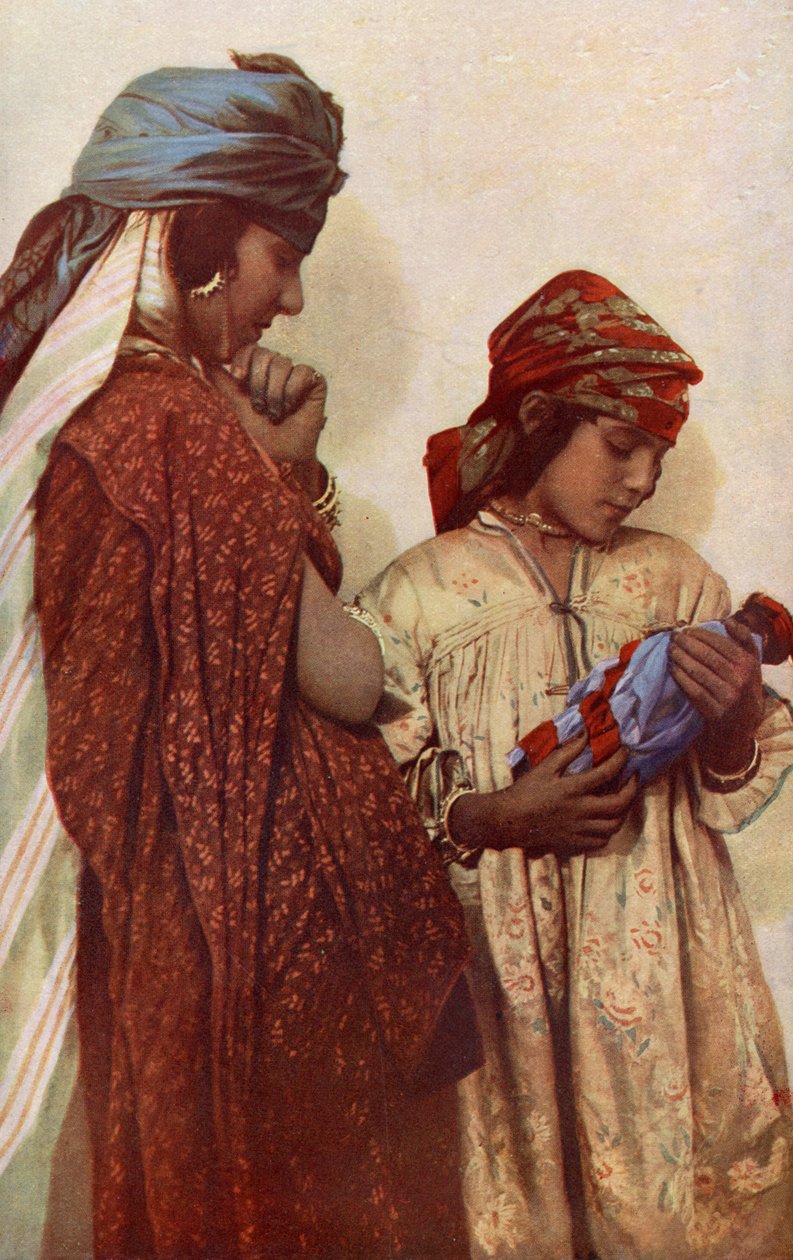 Afrika. Ett par unga beduiner i typiska klänningar. 1920 av Unknown