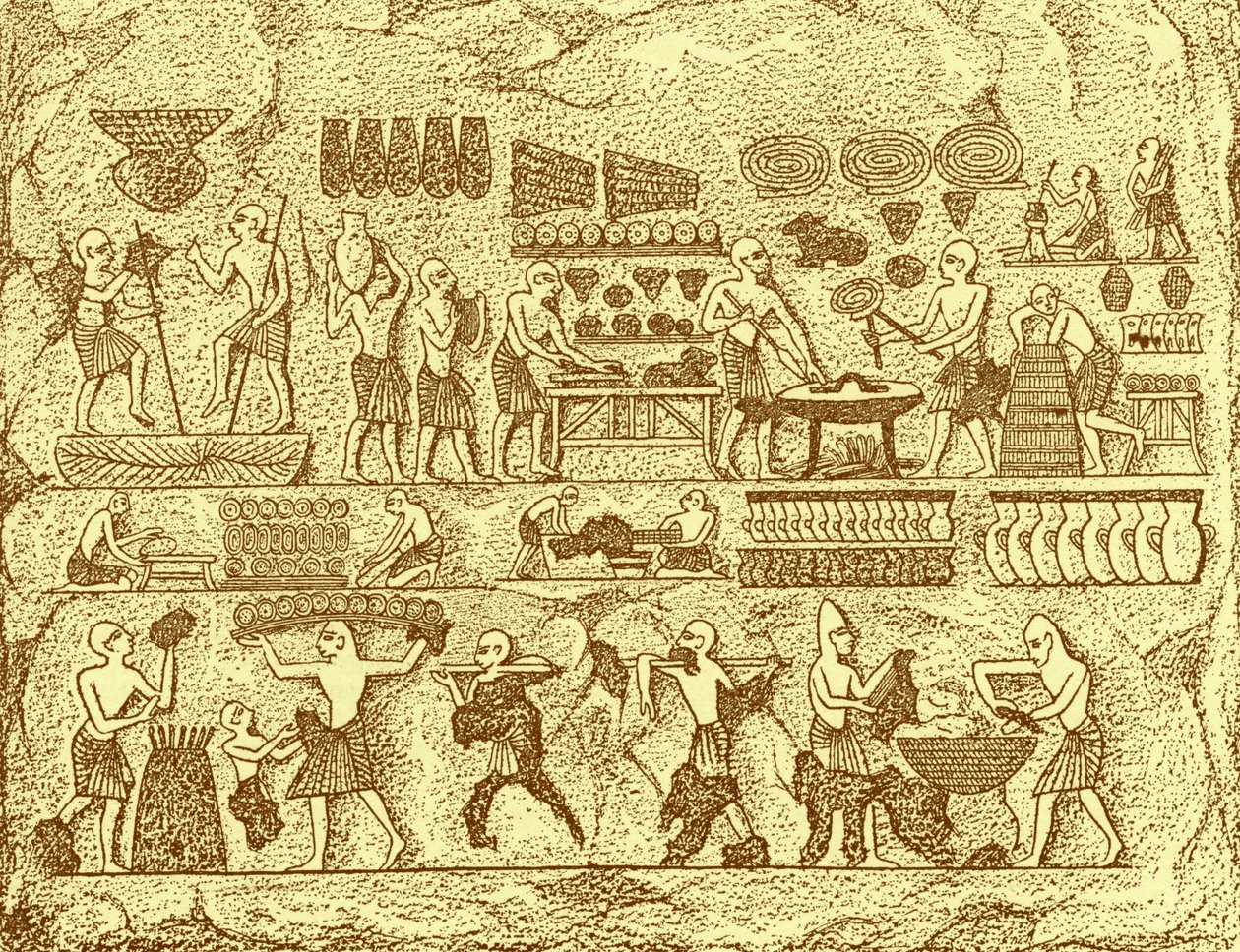 Forntida egyptier bakar bröd av Unknown