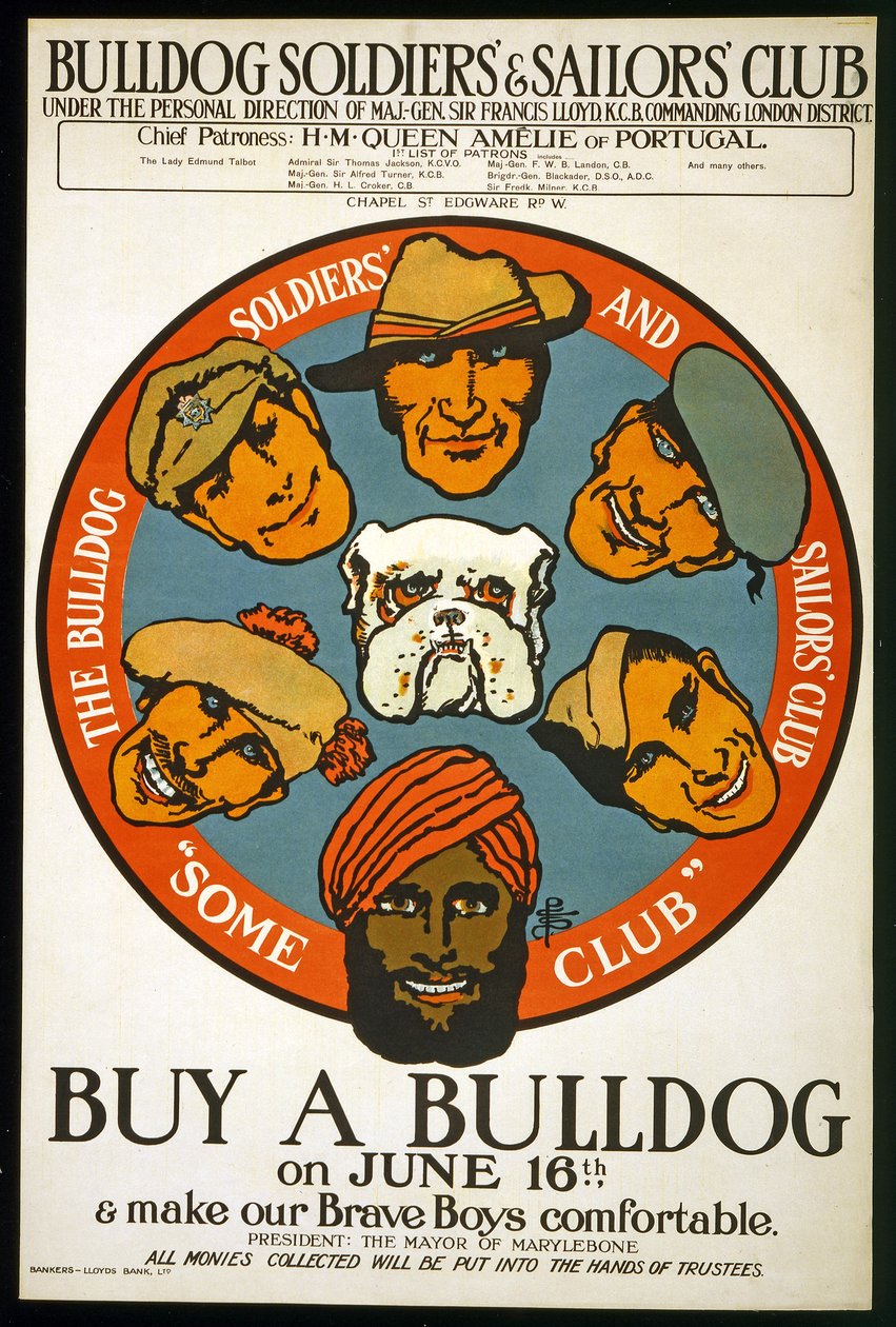 Køb en bulldog den 16. juni og gør vores modige drenge mere komfortable, ca. 1915 sverige av Unknown