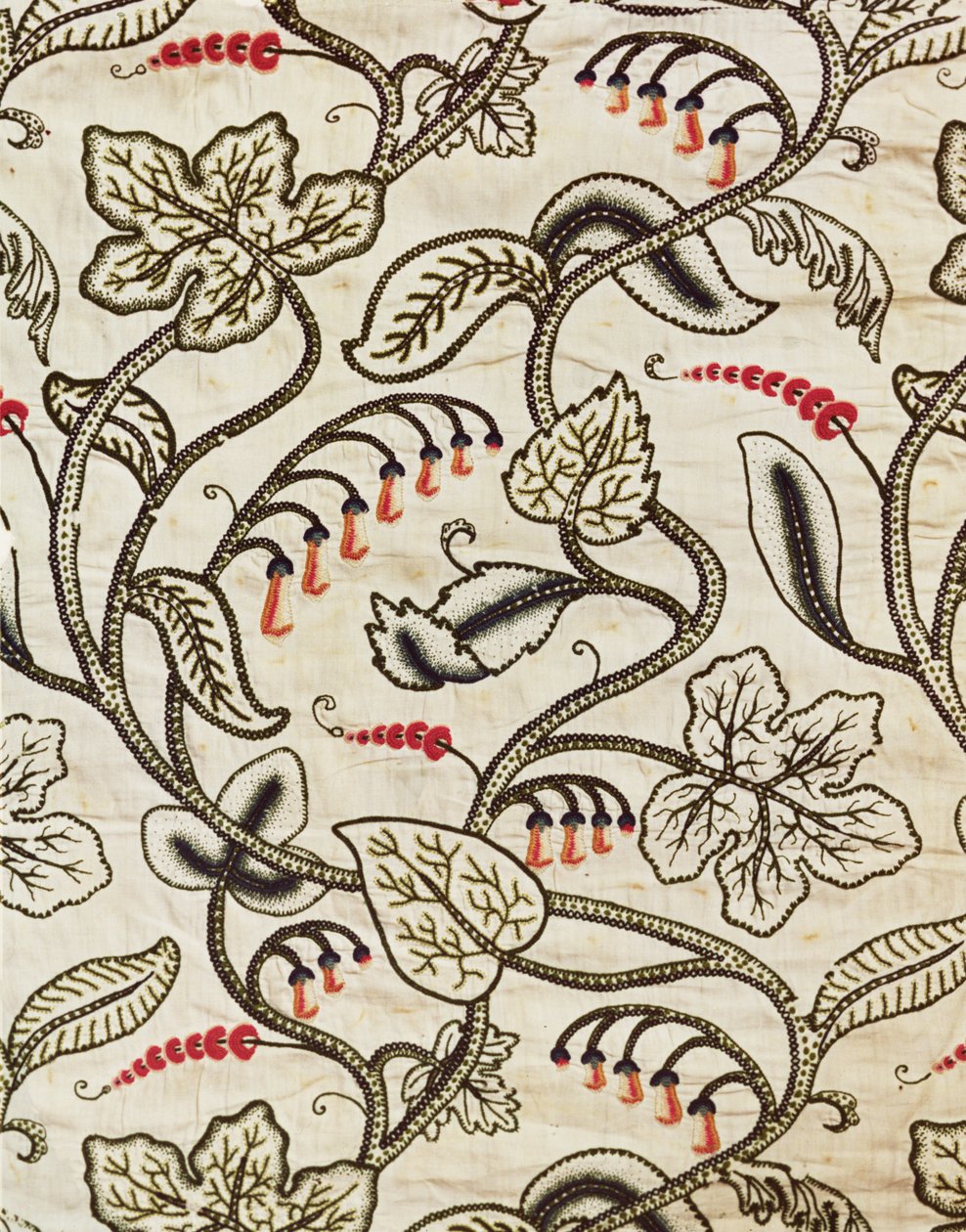 Crewel-work-upphängning i blommönster, sent 1600-tal (ullbroderi på linne) av Unknown