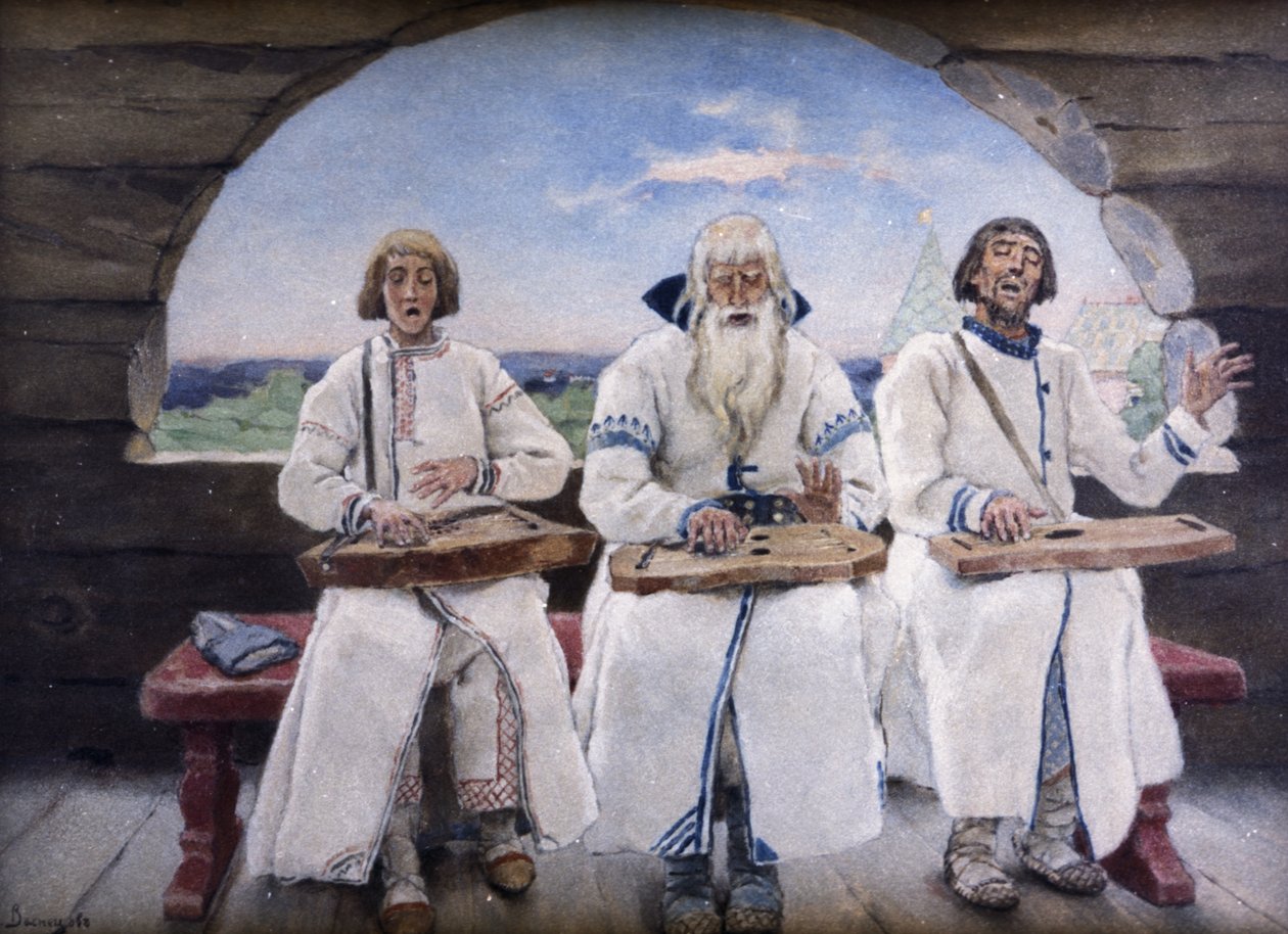Dulcimer-spelare, 1899, Olja på panel, målning av Victor Vasnetsov. av Unknown