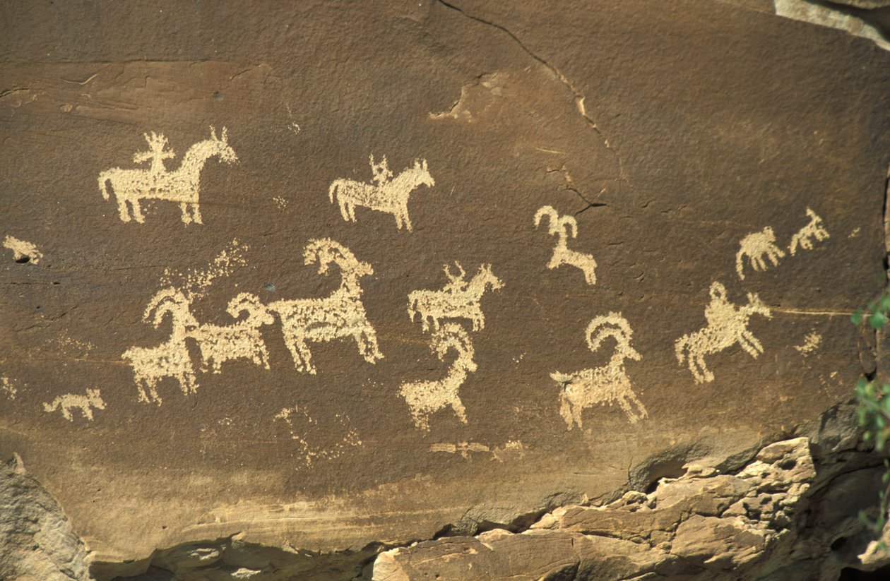 Indiska graffitoer, Arches nationalpark, Utah, USA, Nordamerika av Unknown