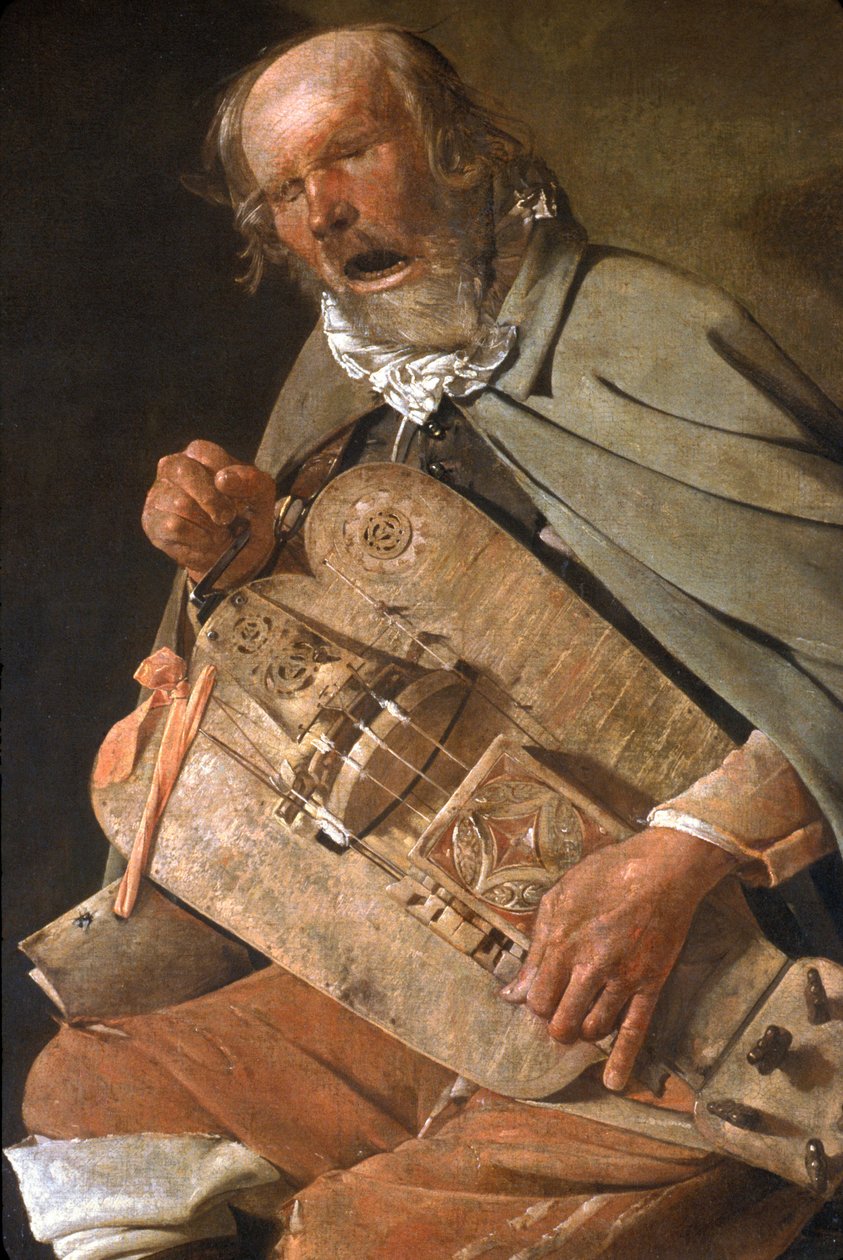 Loire Atlantique N* 093 - NantesMusee des Beaux Arts - "" The Old Man Player"" (detalj) (The Old Man with a Hat or The Old Man with a Flug) - av Georges de La Tour (1593-1652) ca. 1625 av Unknown