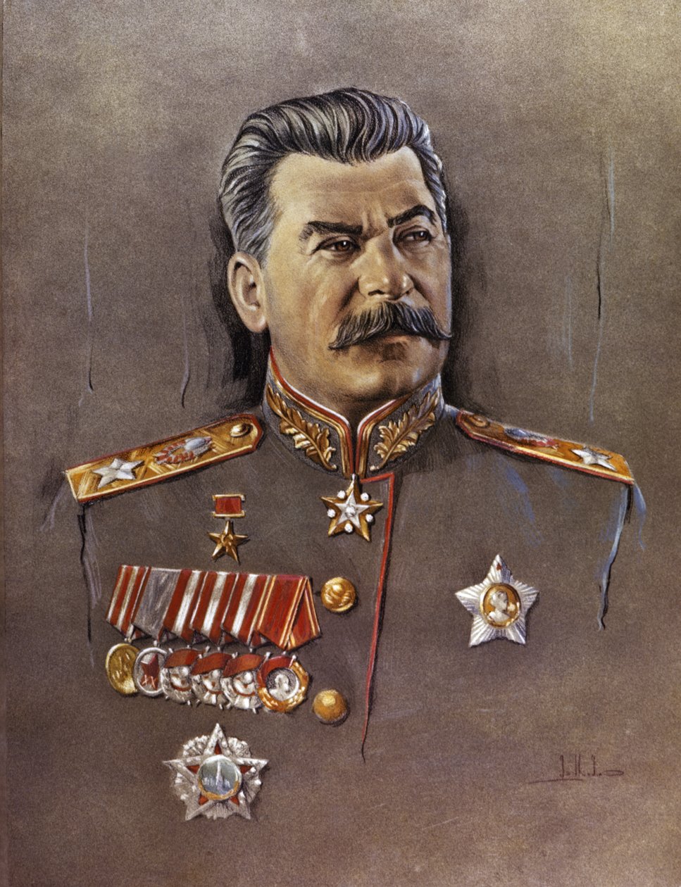 Porträtt av Josef Stalin. av Unknown