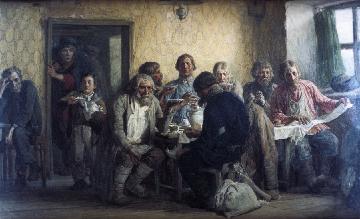 Te-drinkar i en krog, 1874, Olja på duk, målning av Victor Vasnetsov. av Unknown