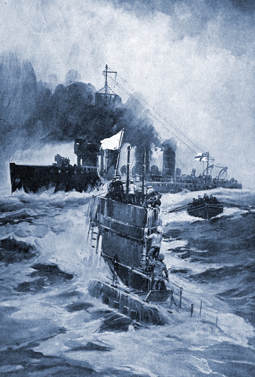 Den tyske ubåd U 18 overgiver sig efter at være blevet ramponeret, 1914 .swed av Unknown