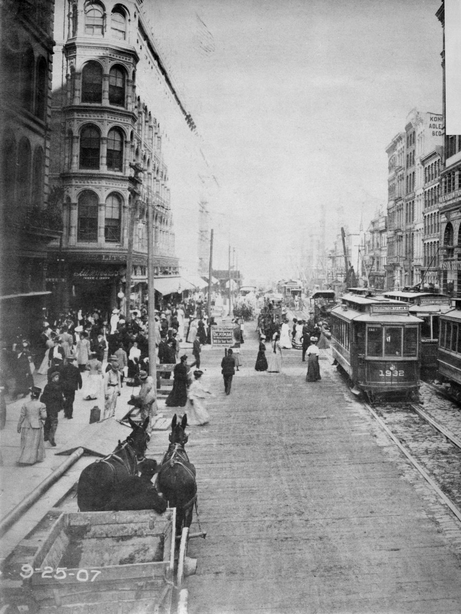 Market Street ser österut från 7th Street, Philadelphia, 1907 av American Photographer