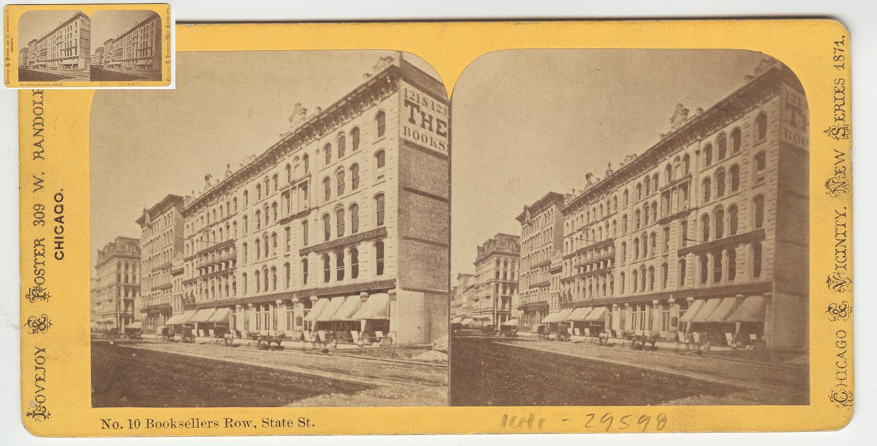 Stereograph of Booksellers Row, Chicago, 1871 (bw-foto på kortfäste) av American Photographer