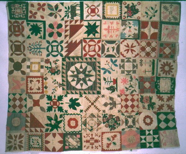 Autografalbum quilt piece work, New Jersey, 1844 (bomull) av American School