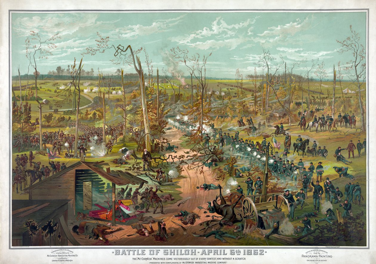 Slaget vid Shiloh - 6 april 1862, pub. 1865 av American School