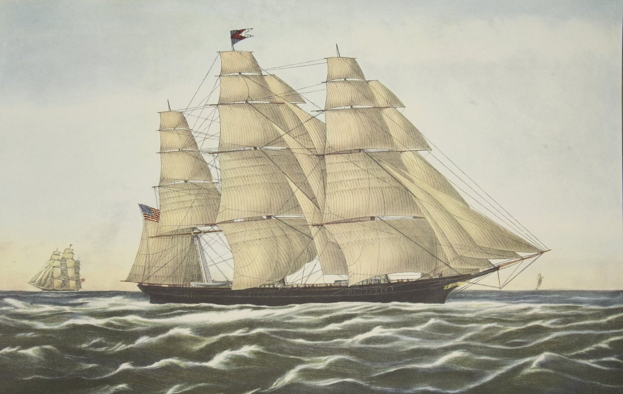 Clipper Ship, Flying Cloud, pub. 1852, Currier & Ives av American School