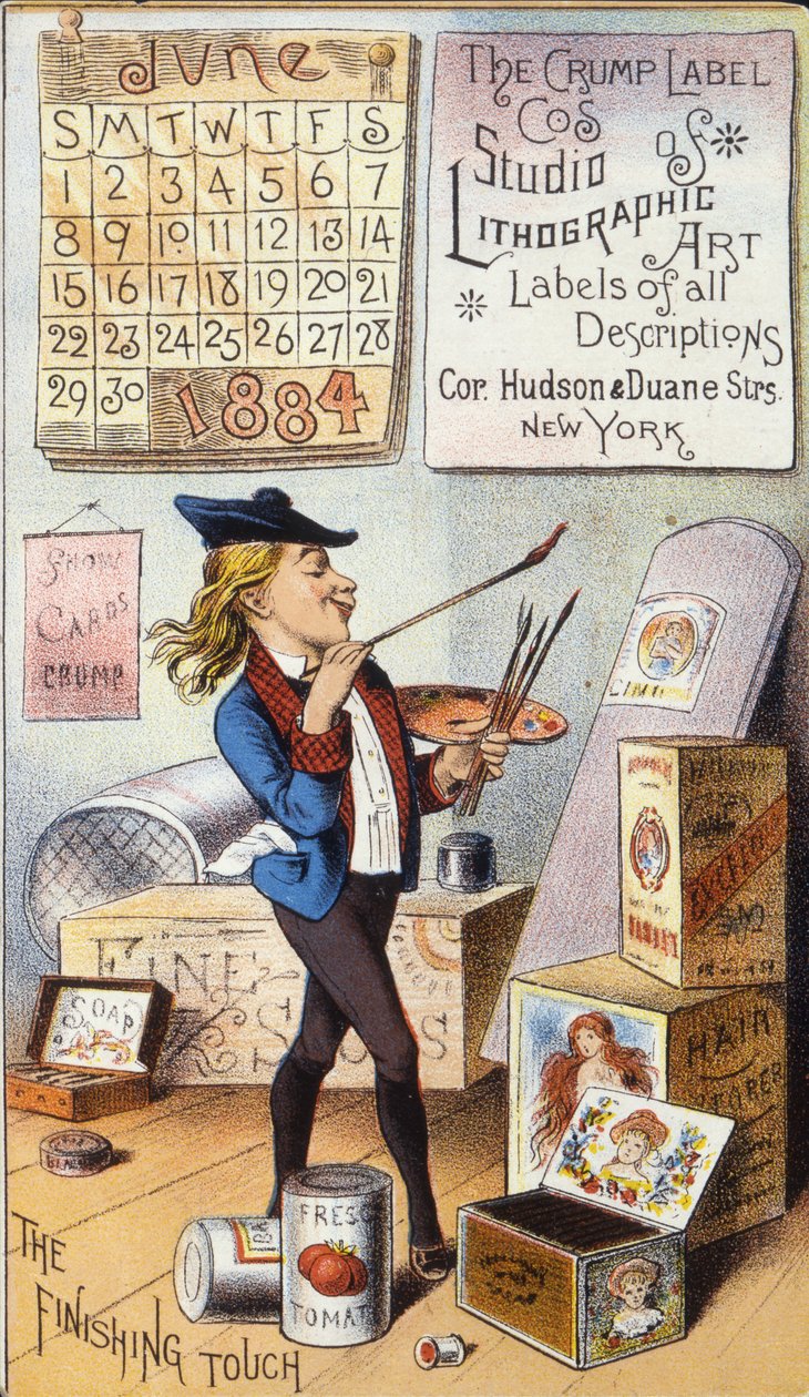 Crump Label Co.s Studio Lithographic Art, 1884 (färg litho [bytekort]) av American School