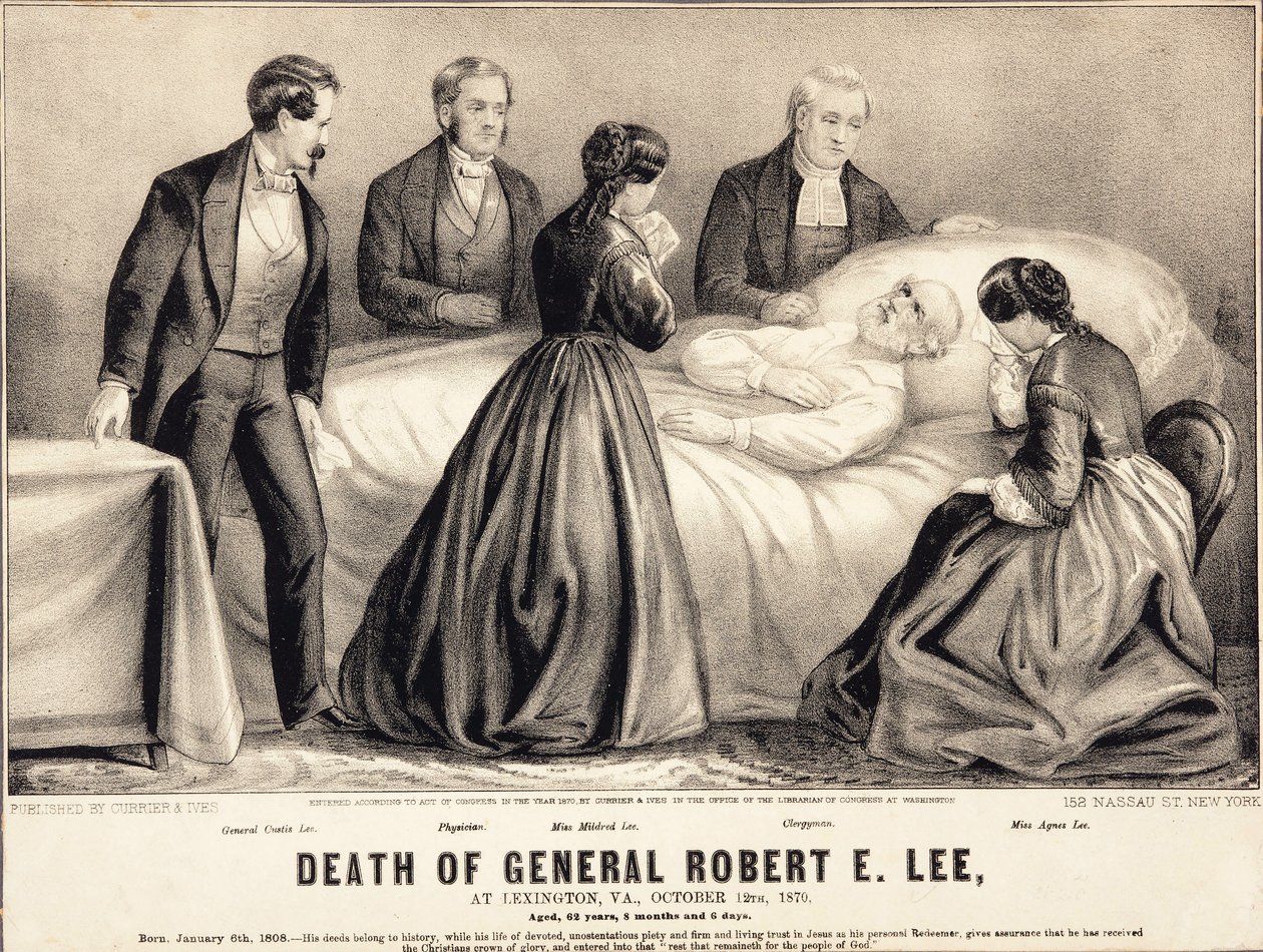 General Robert E. Lees död i Lexington, Virginia, 12 oktober 1870, gammal, 62 år, 8 månader och 6 dagar, pub.1870 av American School