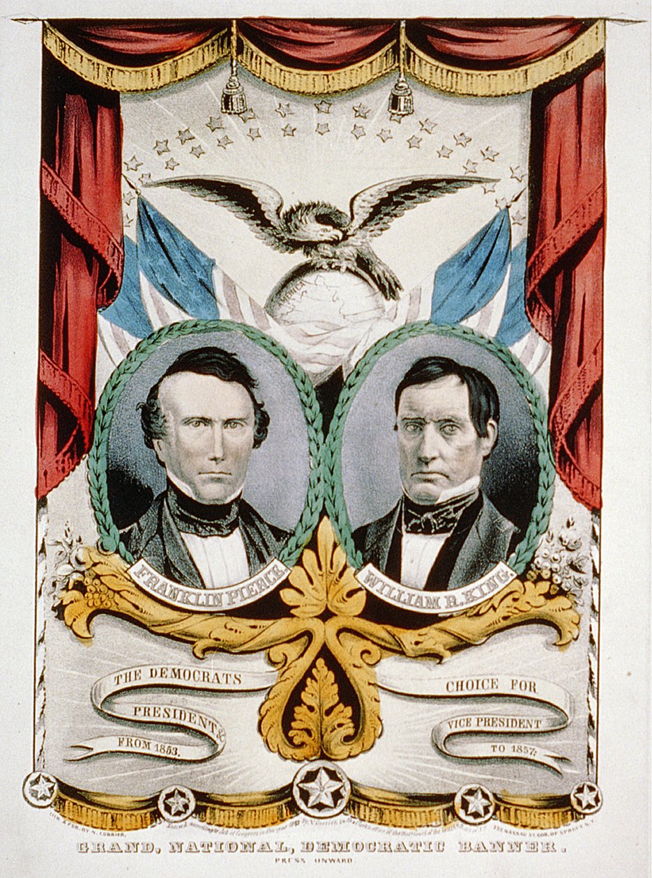 Demokratisk presidentkampanjs banner, 1852 av American School