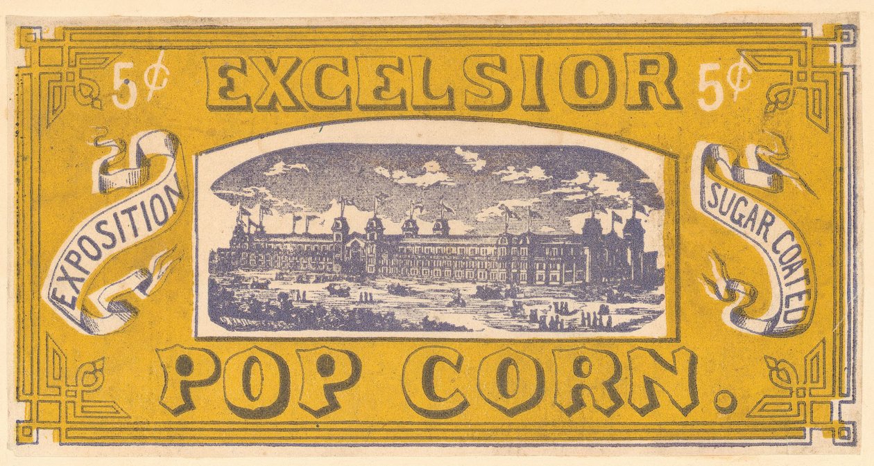 Excelsior Popcorn tradecard, Centennial Exhibition, Philadelphia, 1876 av American School
