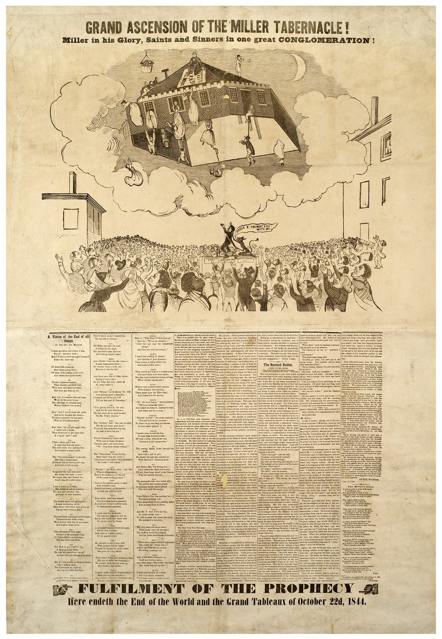 Grand Ascension of the Miller Tabernacle, Broadside som skildrar världens ände, 1844 av American School