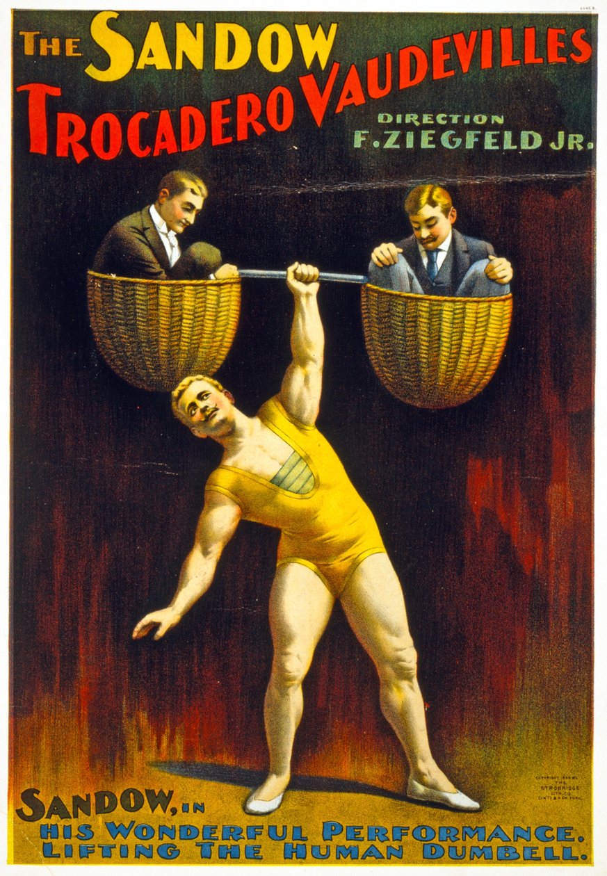 Affischreklam The Sandow Trocadero Vaudevilles c.1894 av American School