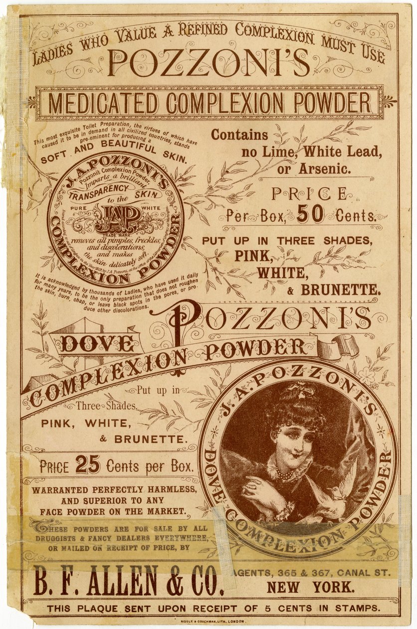 Pozzonis Dove Complexion Powder [trade card verso] (litho [trade card]) av American School