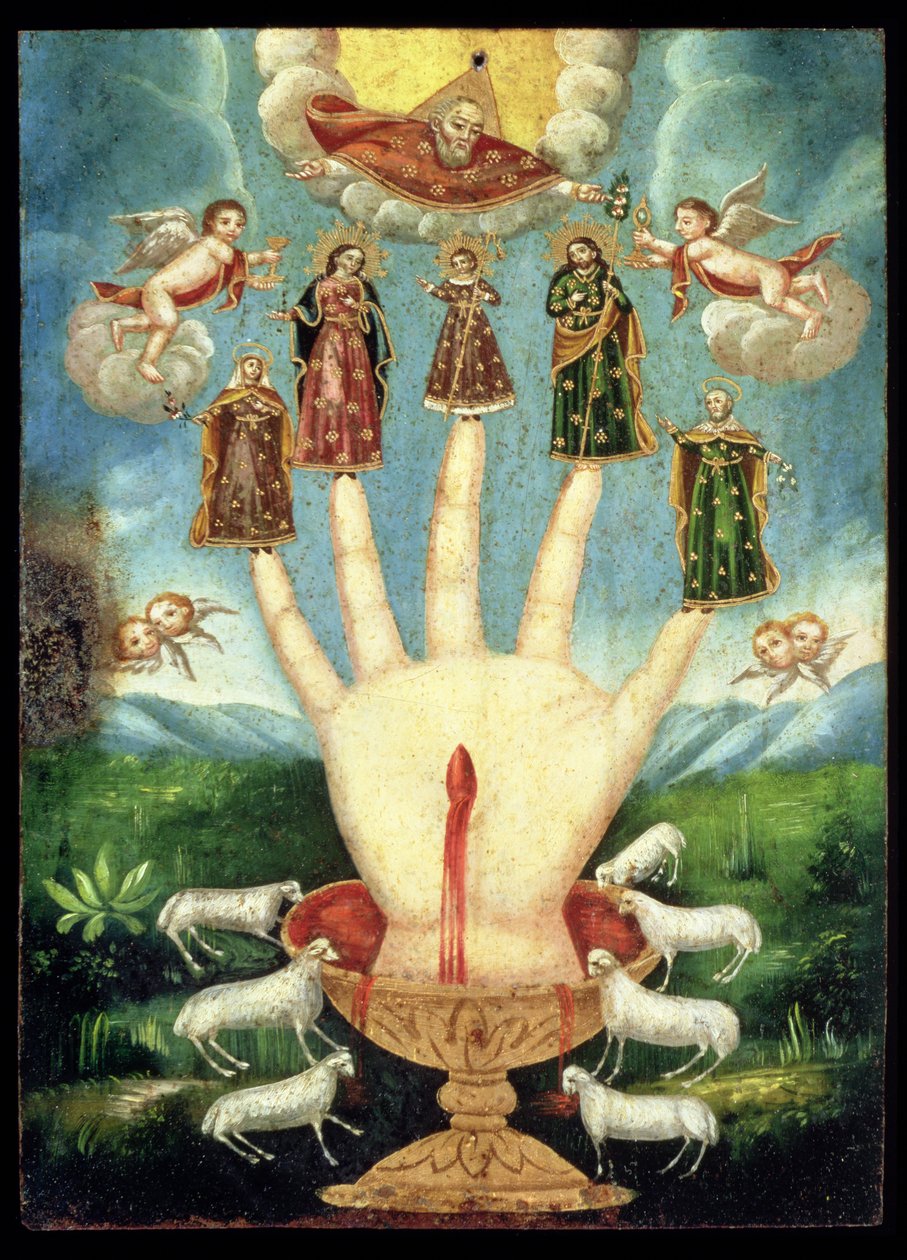 The All-Powerful Hand (olja på metall) av American School
