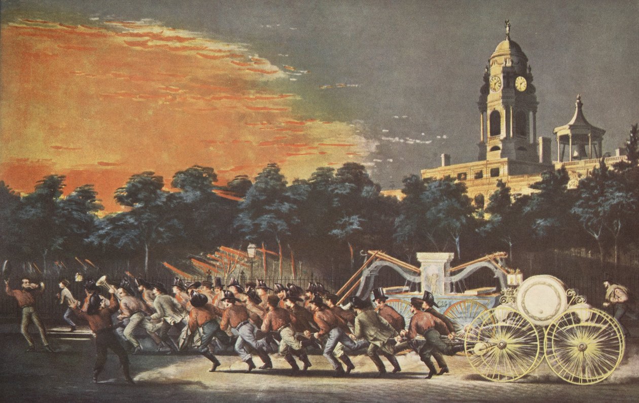 The Life of a Fireman - The Race, pub. 1854, Currier & Ives av American School