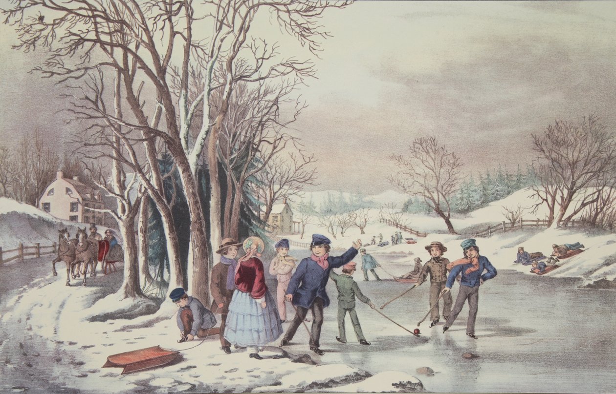Vintertidsfördriv, pub. 1855, Currier & Ives av American School