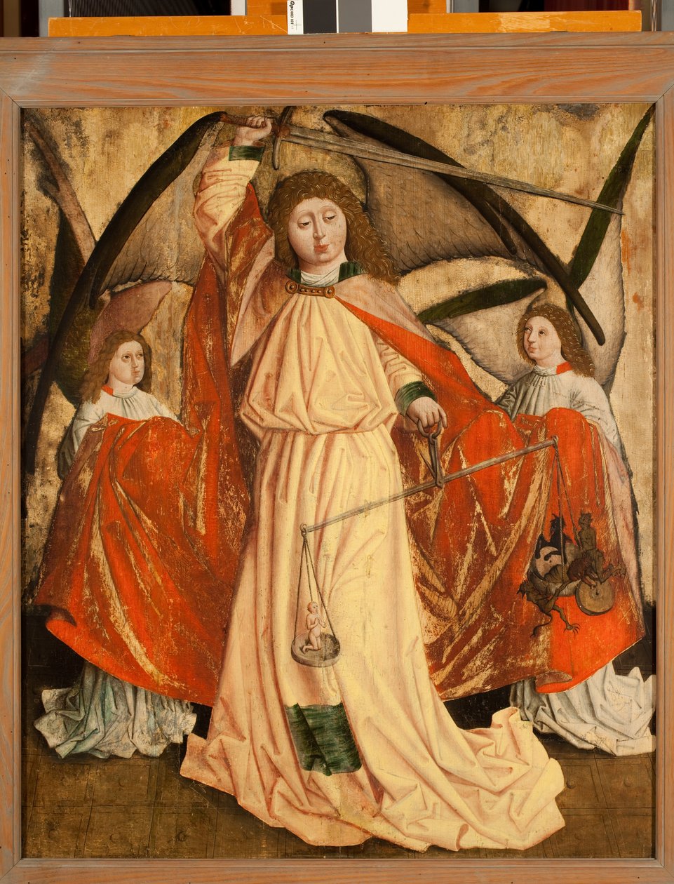 St. Michael väger själar (tempera på panel) av Austrian School