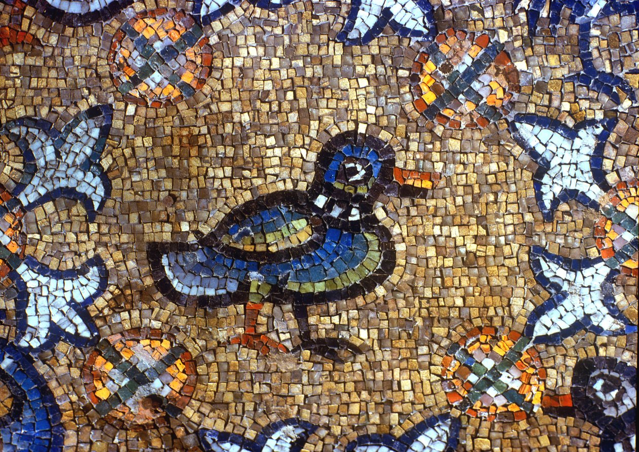 Golvdetalj som visar en anka (mosaik) av Byzantine School