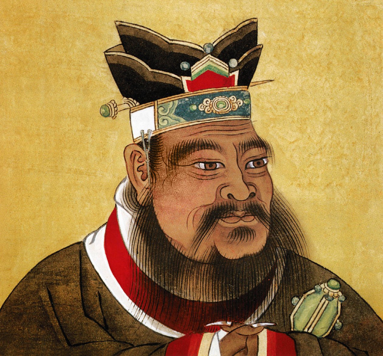Confucius (bläck och färg på papper) av Chinese School