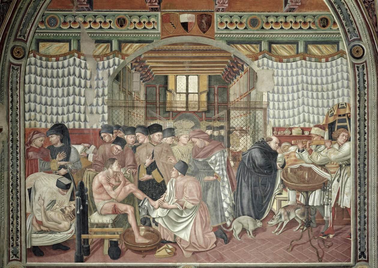 Vårda de sjuka, 1440-41 av Domenico di Bartolo