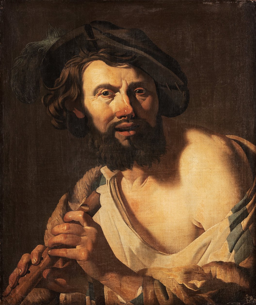 Man med flöjt, 1625 av Dutch School